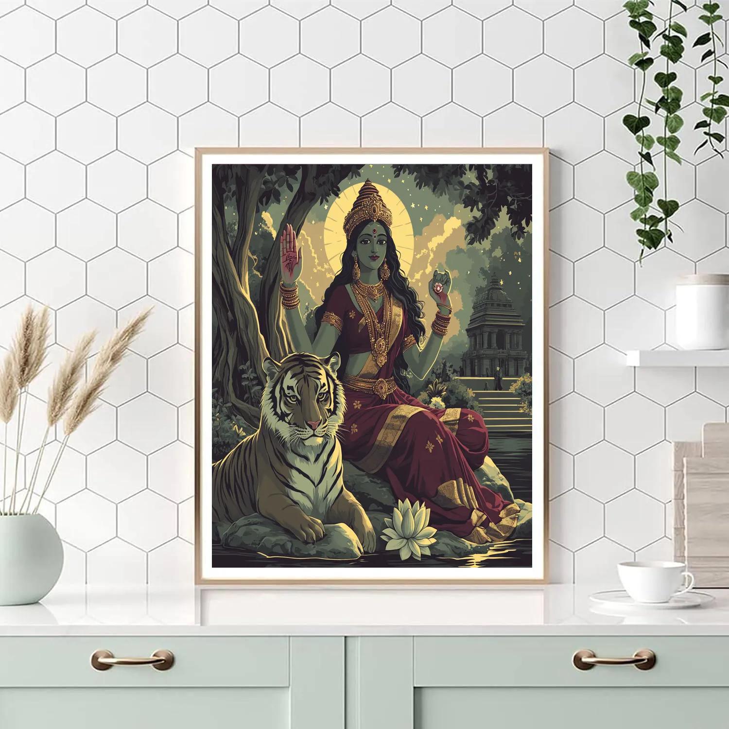 Parvati With Sacred Tiger Calm Vigil paint by numbers
