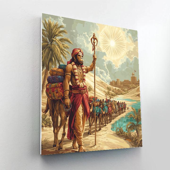 Desert Caravan With Hanuman Guide DIY paint by numbers