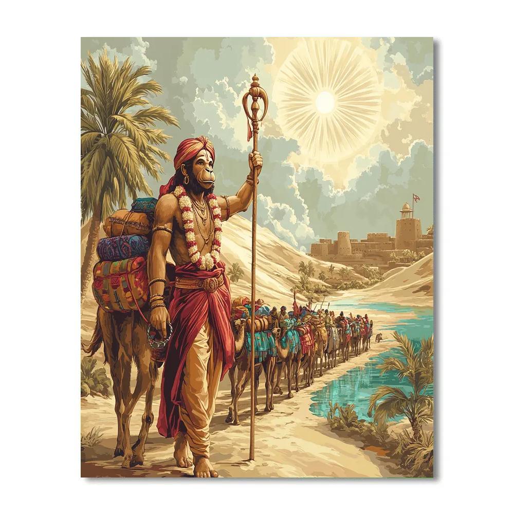 Desert Caravan With Hanuman Guide DIY paint by numbers
