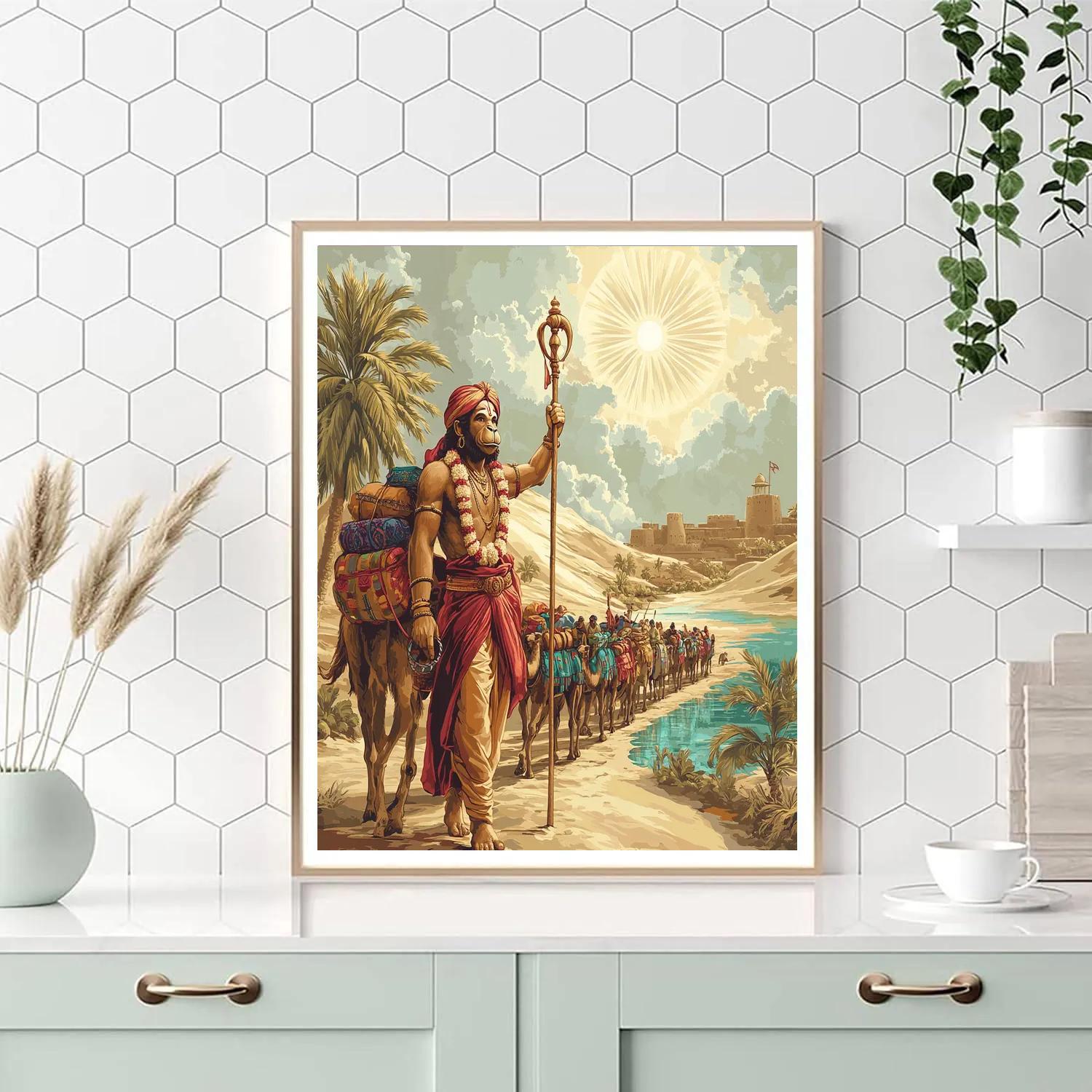 Desert Caravan With Hanuman Guide DIY paint by numbers