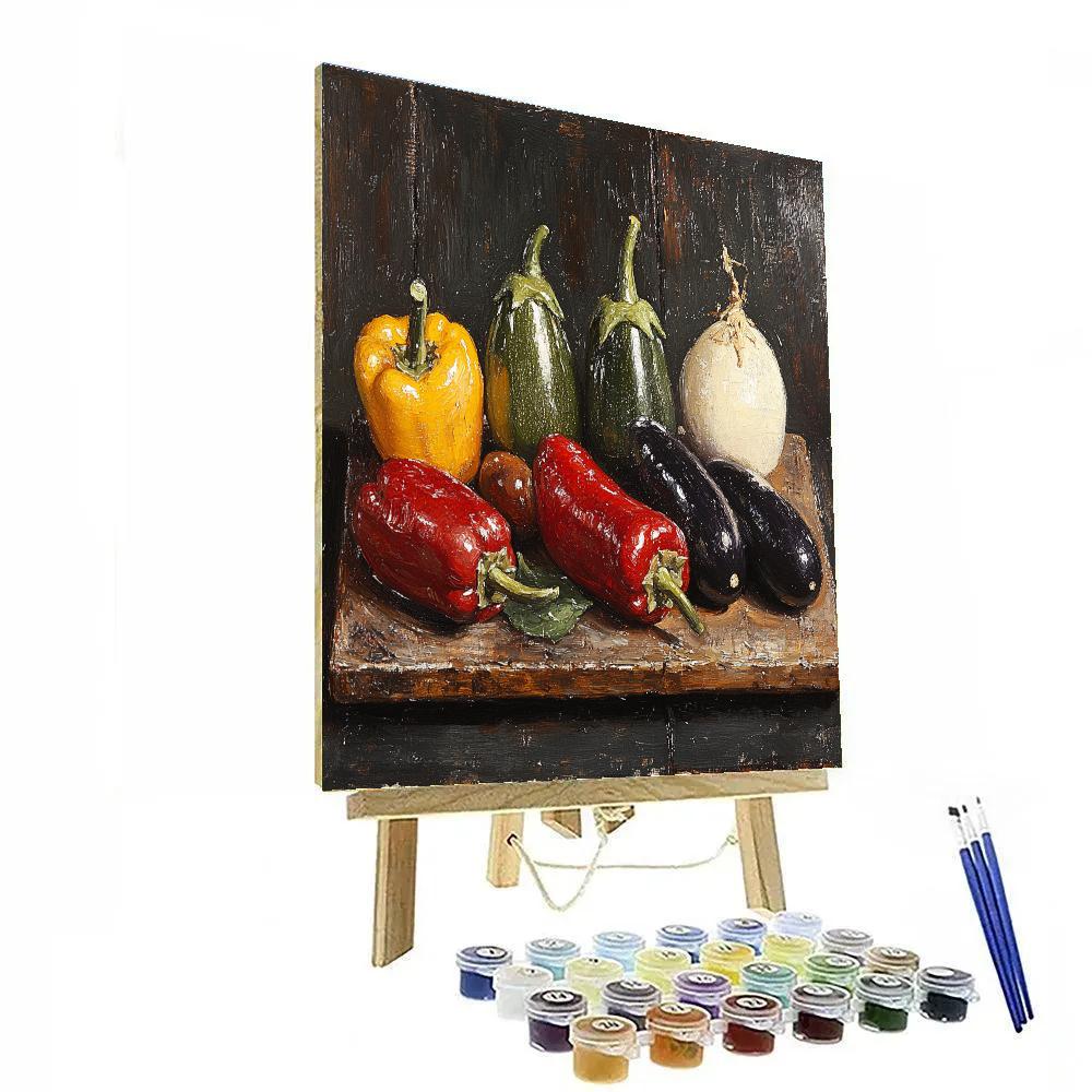 Diego Velázquez Inspired Market Vegetables In Twilight Tonal Harmony Paint by numbers art