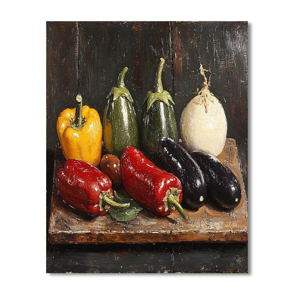 Diego Velázquez Inspired Market Vegetables In Twilight Tonal Harmony Paint by numbers art