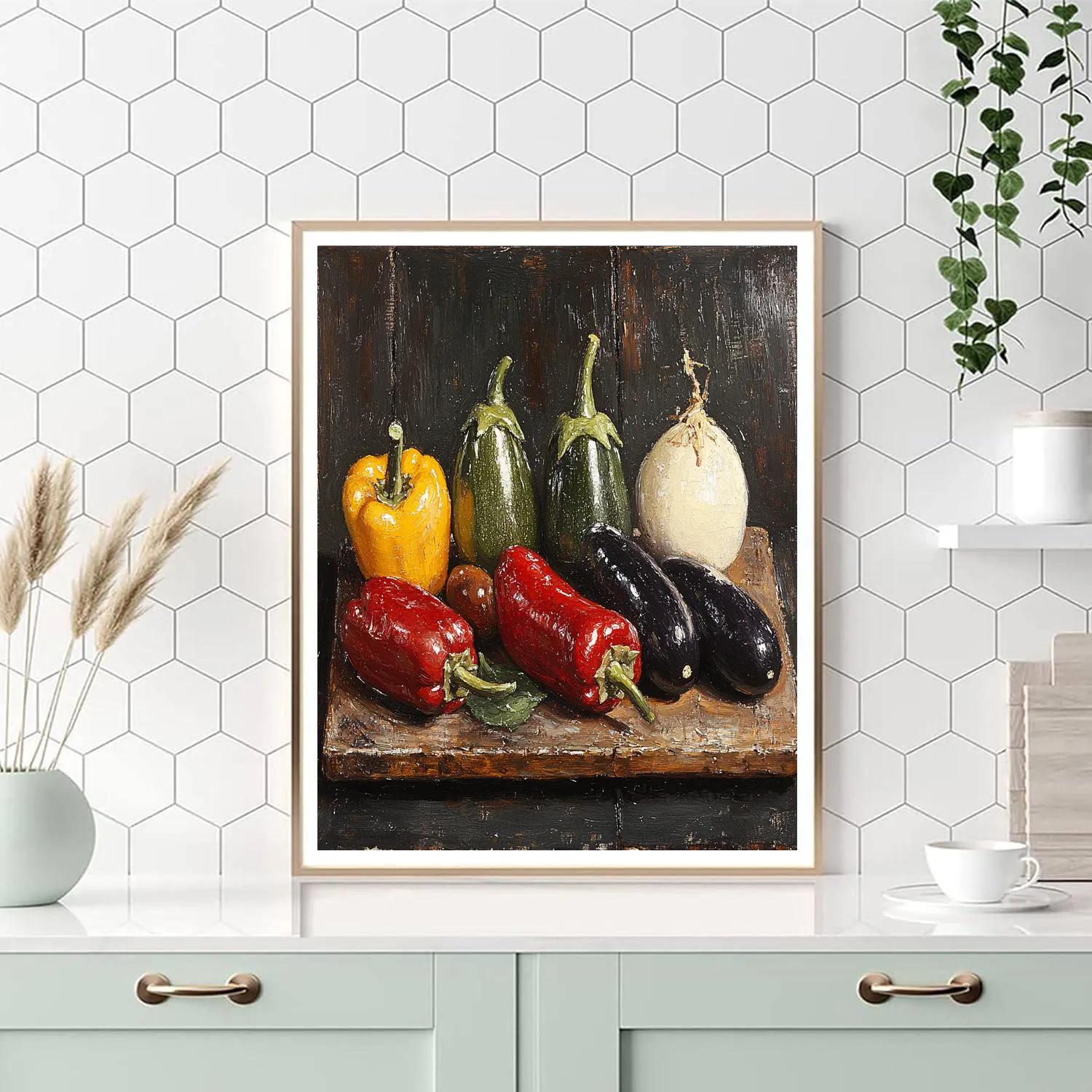 Diego Velázquez Inspired Market Vegetables In Twilight Tonal Harmony Paint by numbers art