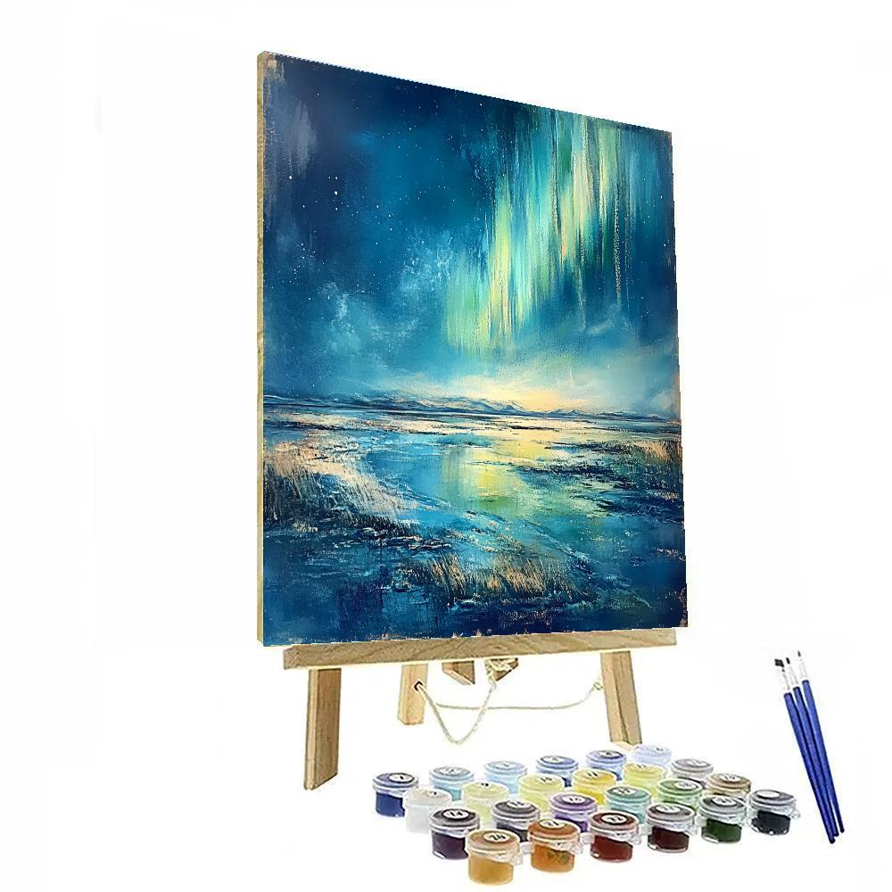 Edgar Degas Inspired Aurora Over Tundra Pools Paint by numbers art