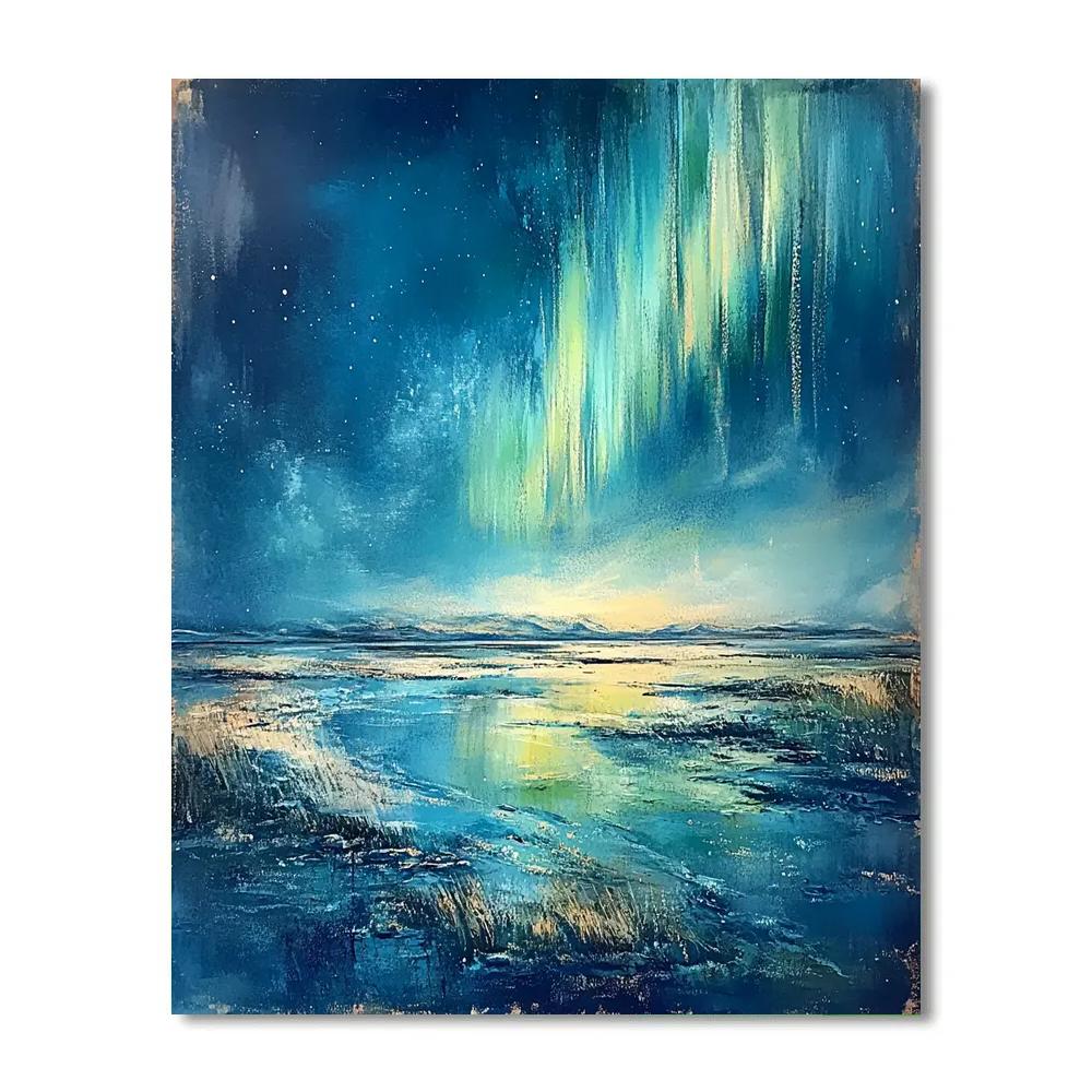 Edgar Degas Inspired Aurora Over Tundra Pools Paint by numbers art
