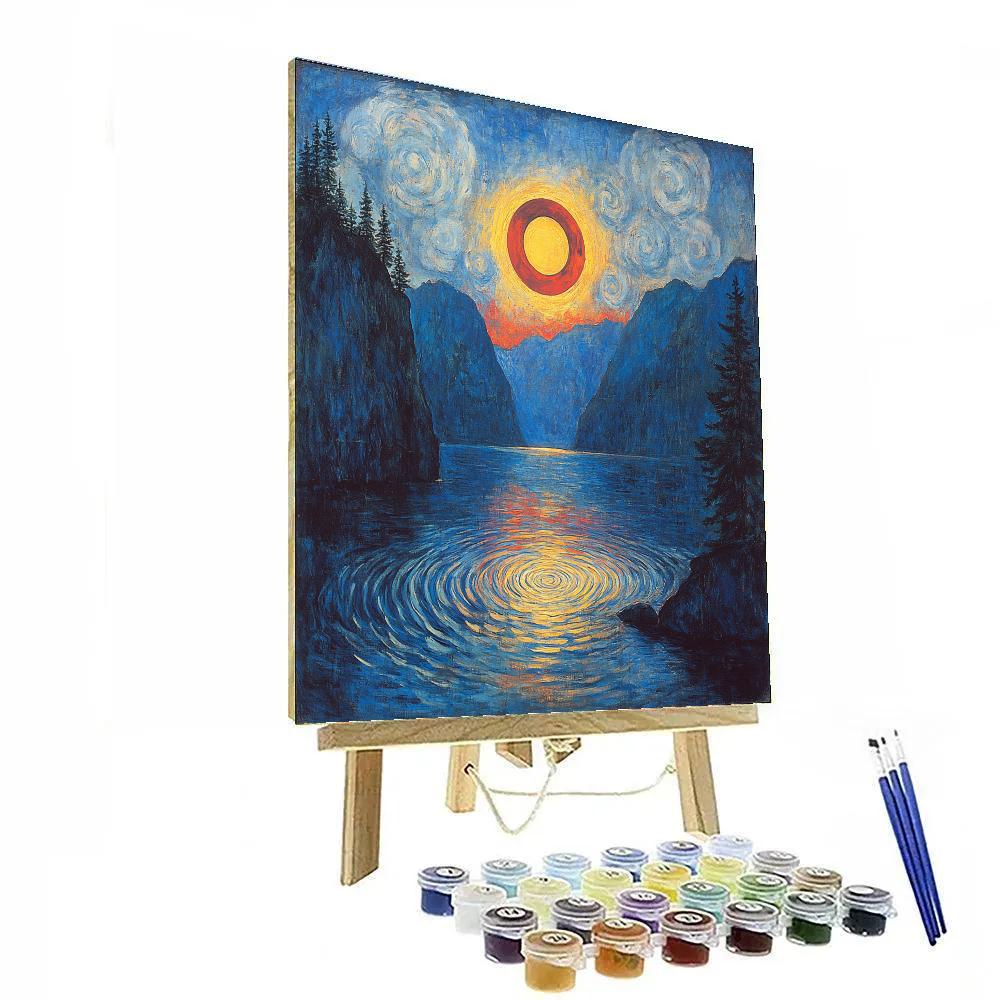 Edvard Munch Inspired Eclipse Over The Breathing Fjord paint by number