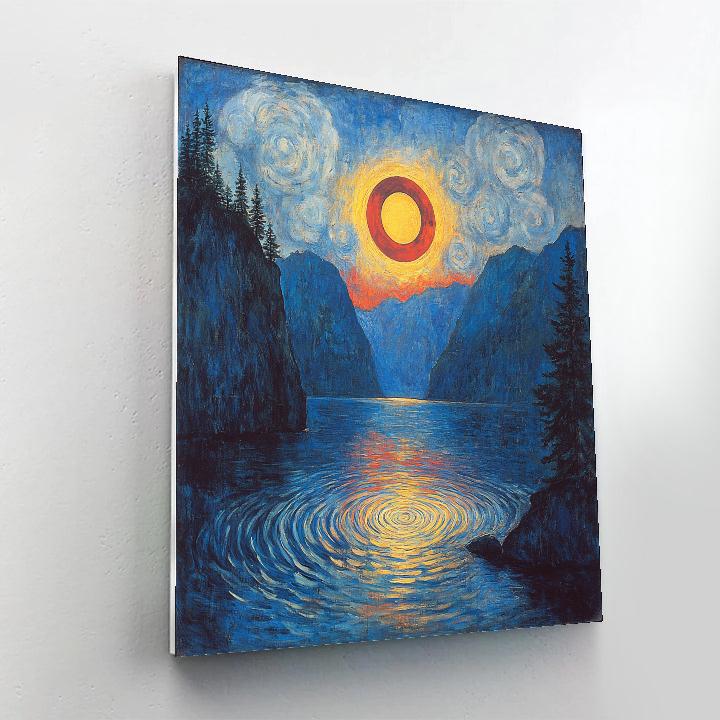 Edvard Munch Inspired Eclipse Over The Breathing Fjord paint by number