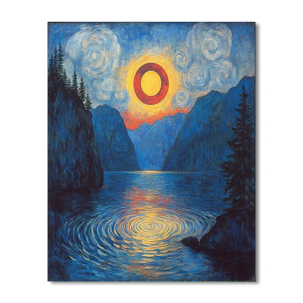Edvard Munch Inspired Eclipse Over The Breathing Fjord paint by number