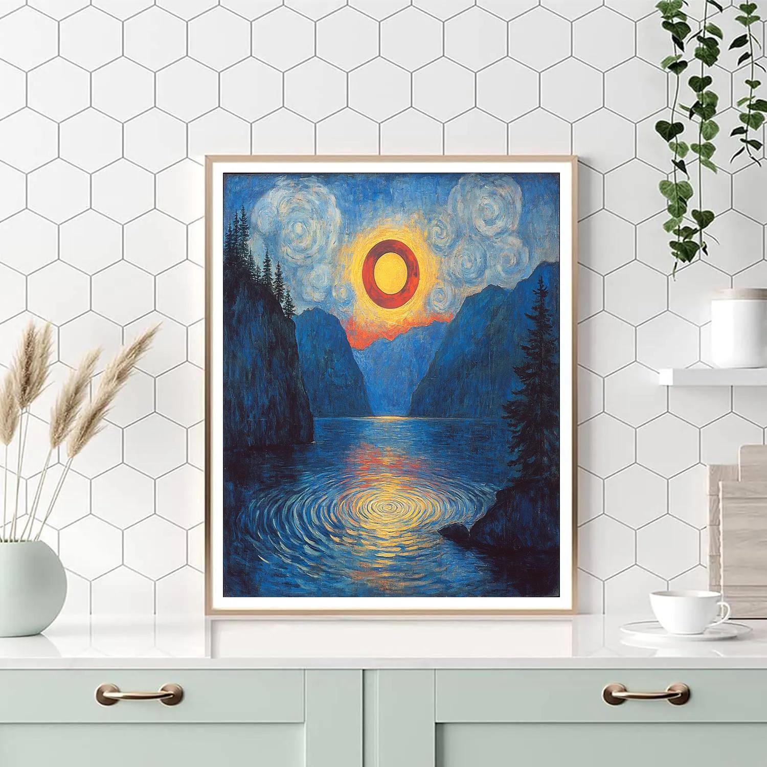 Edvard Munch Inspired Eclipse Over The Breathing Fjord paint by number