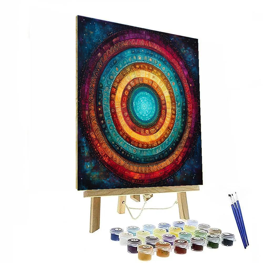 Frida Kahlo Inspired Ancestral Memory Aurora Mandala paint by color