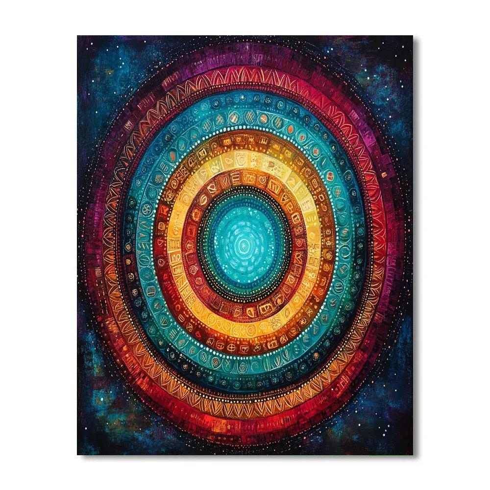 Frida Kahlo Inspired Ancestral Memory Aurora Mandala paint by color