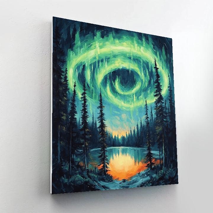 Edvard Munch Inspired Aurora Storm In A Silent Pine Basin Painting by numbers kit