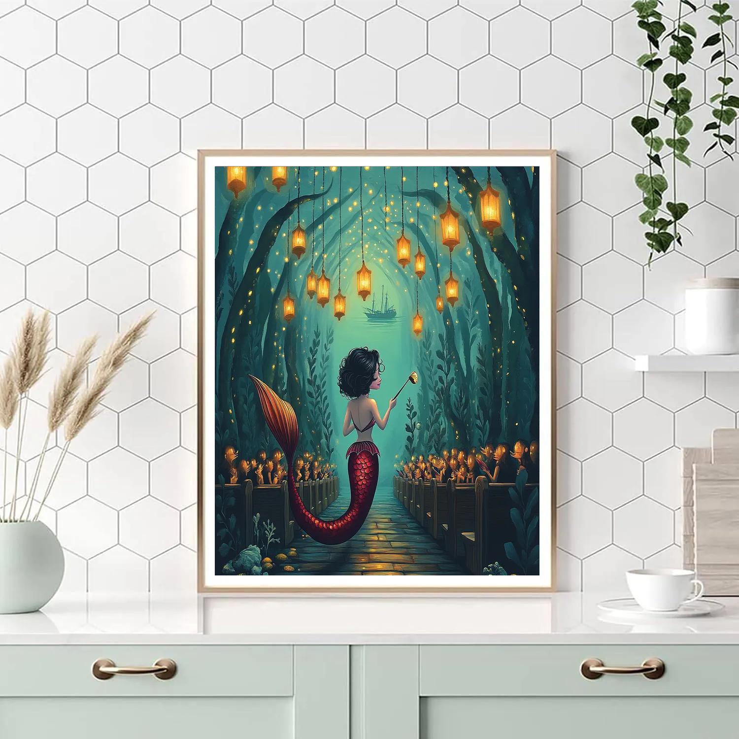 Lantern Kelp Festival With Mermaid Choir Painting by numbers kit
