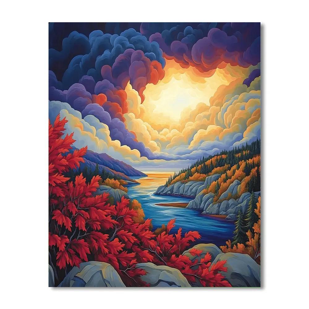 A.Y. Jackson Inspired Algoma Stormlight Over Shield Ridges DIY paint by numbers