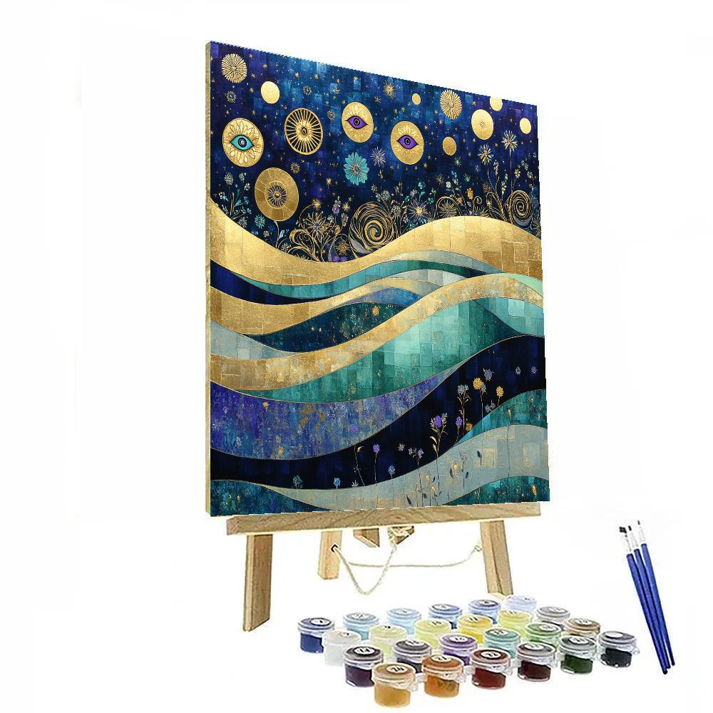 Gustav Klimt Inspired Aurora Lattice Of Quiet Radiance Numbered painting kits
