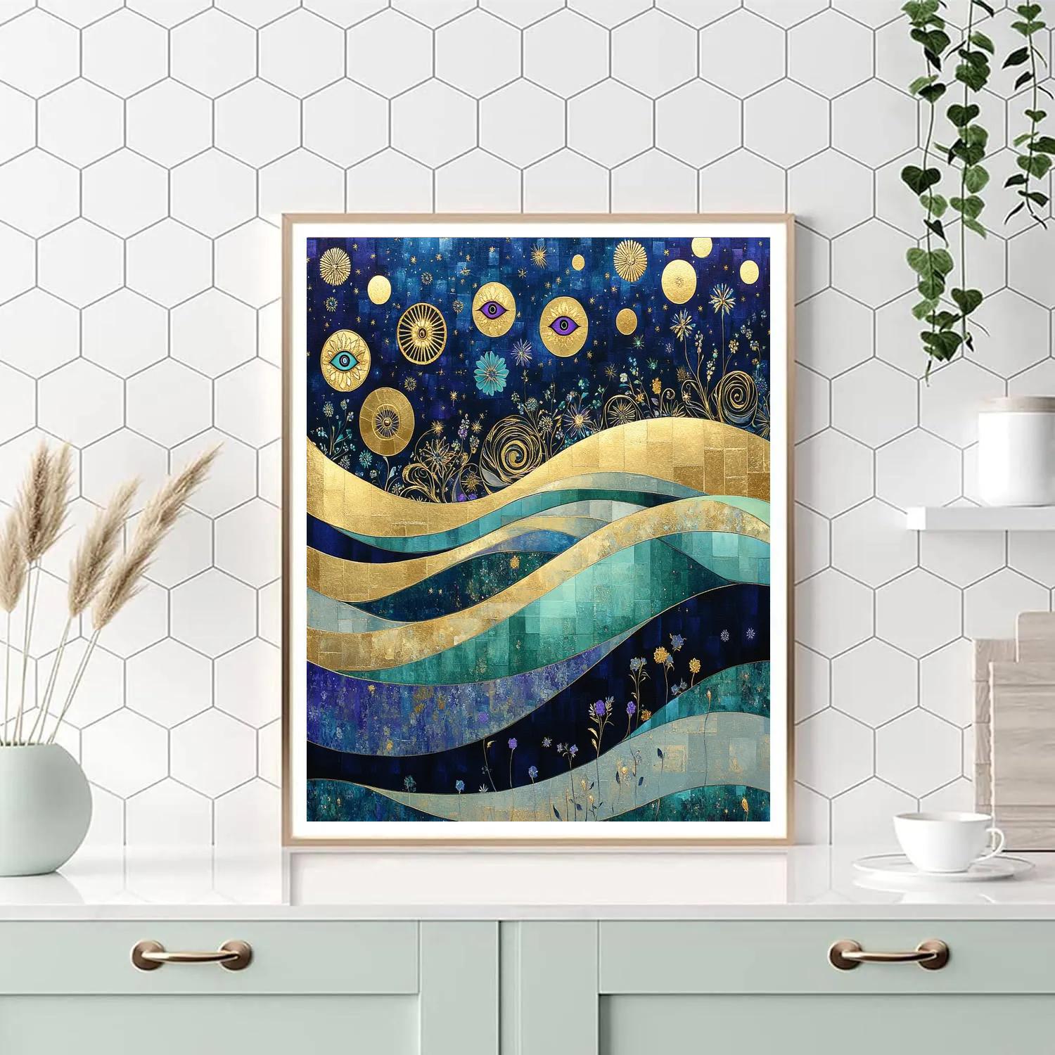 Gustav Klimt Inspired Aurora Lattice Of Quiet Radiance Numbered painting kits