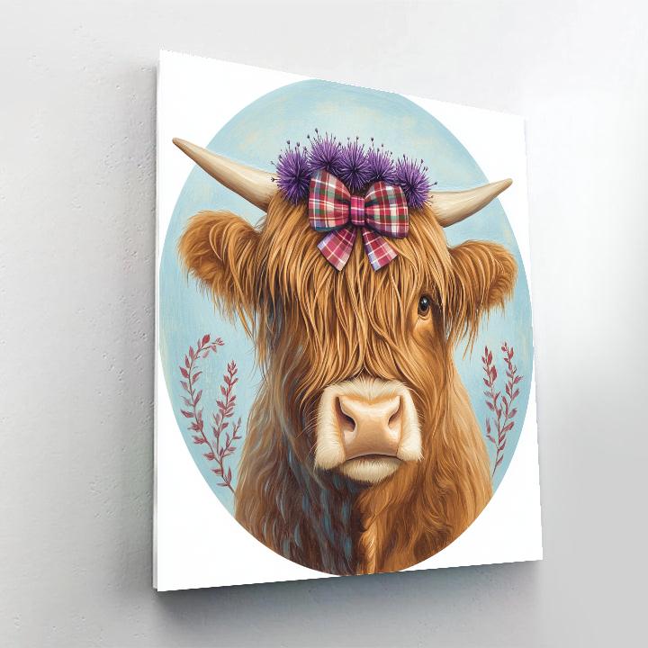 Highland Cow Thistle Crown Portrait DIY paint by numbers