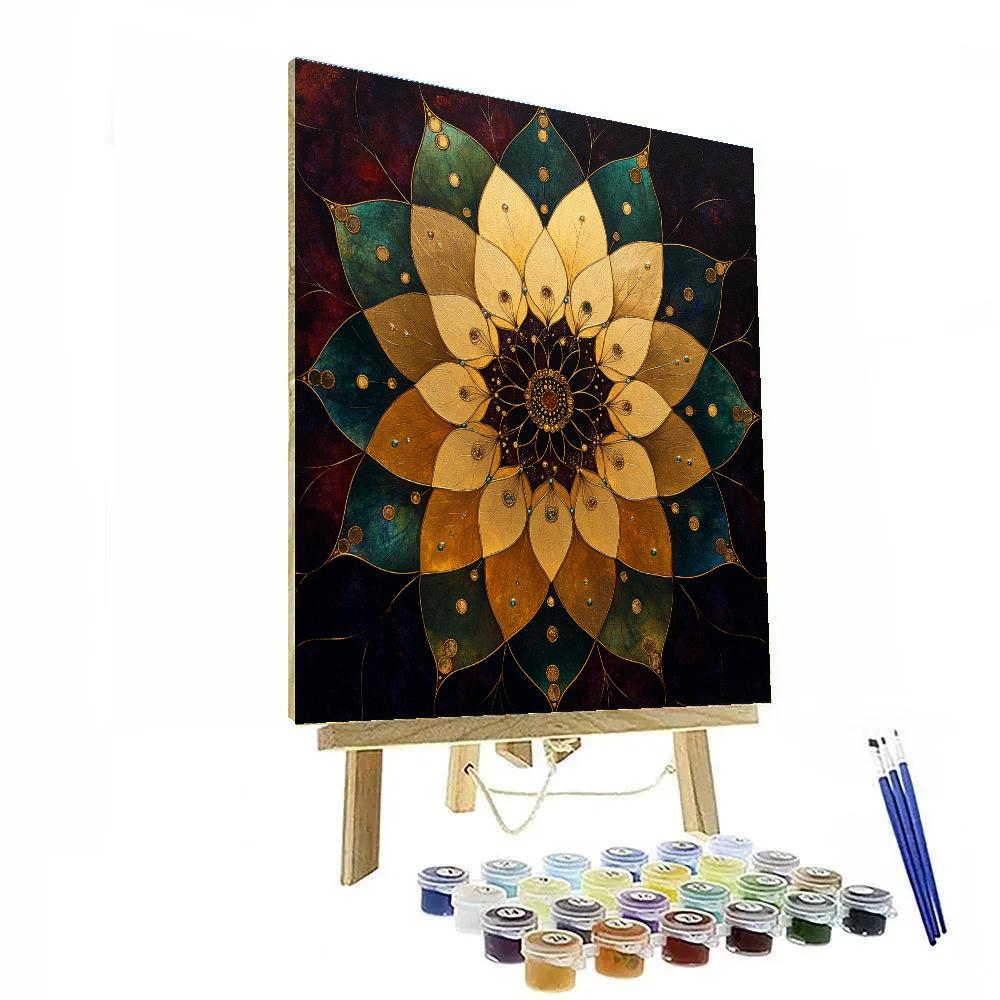 Gustav Klimt Inspired Celestial Bloom Mandala Of Time Streams Numbered painting kits