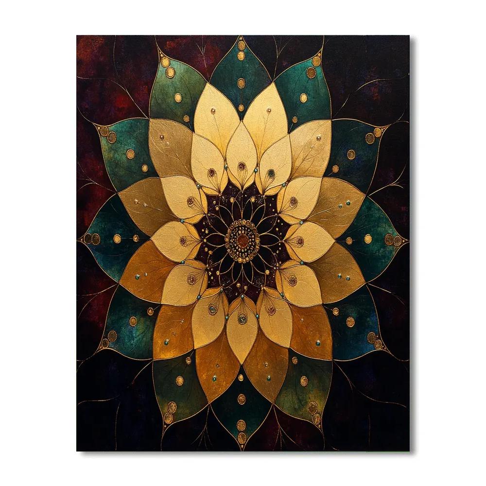 Gustav Klimt Inspired Celestial Bloom Mandala Of Time Streams Numbered painting kits