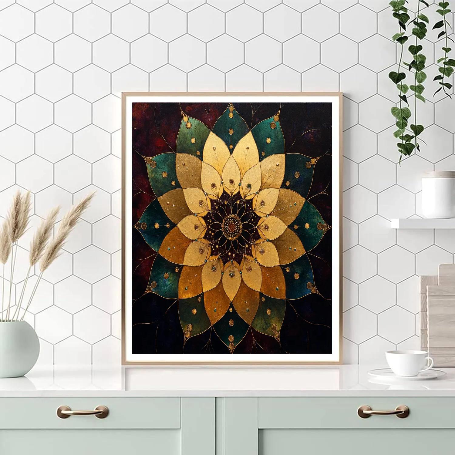 Gustav Klimt Inspired Celestial Bloom Mandala Of Time Streams Numbered painting kits