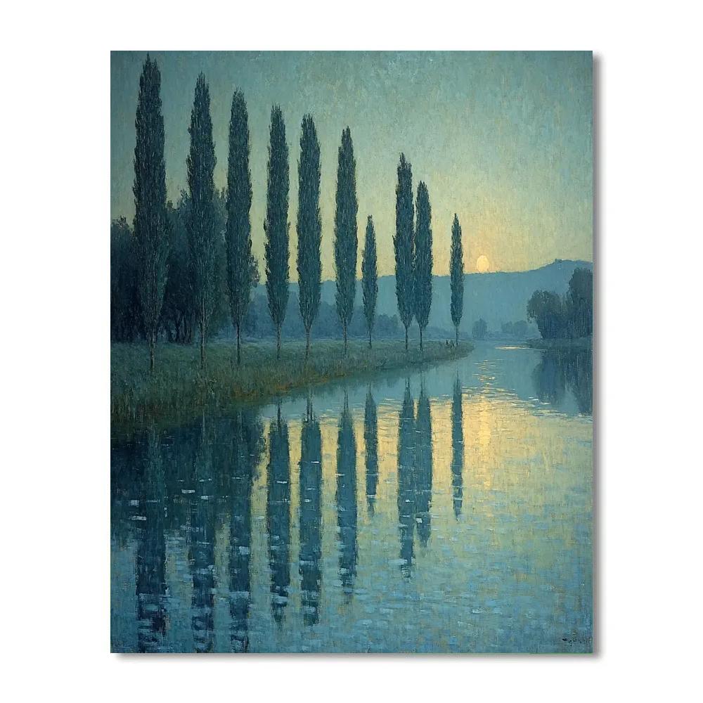 Claude Monet Inspired Zodiacal Light Above River Poplars Paint by numbers kits