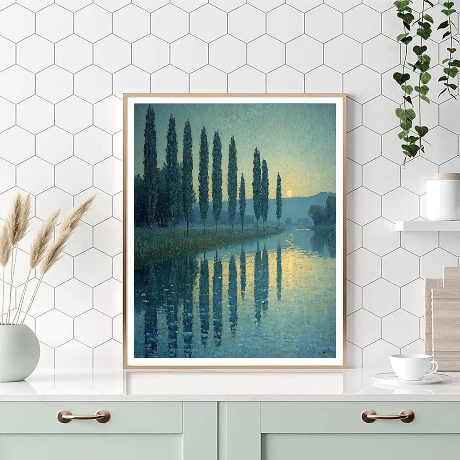 Claude Monet Inspired Zodiacal Light Above River Poplars Paint by numbers kits