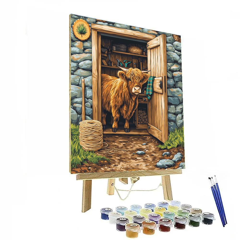 Workshop Shed Highland Cow Tool Helper paint by color
