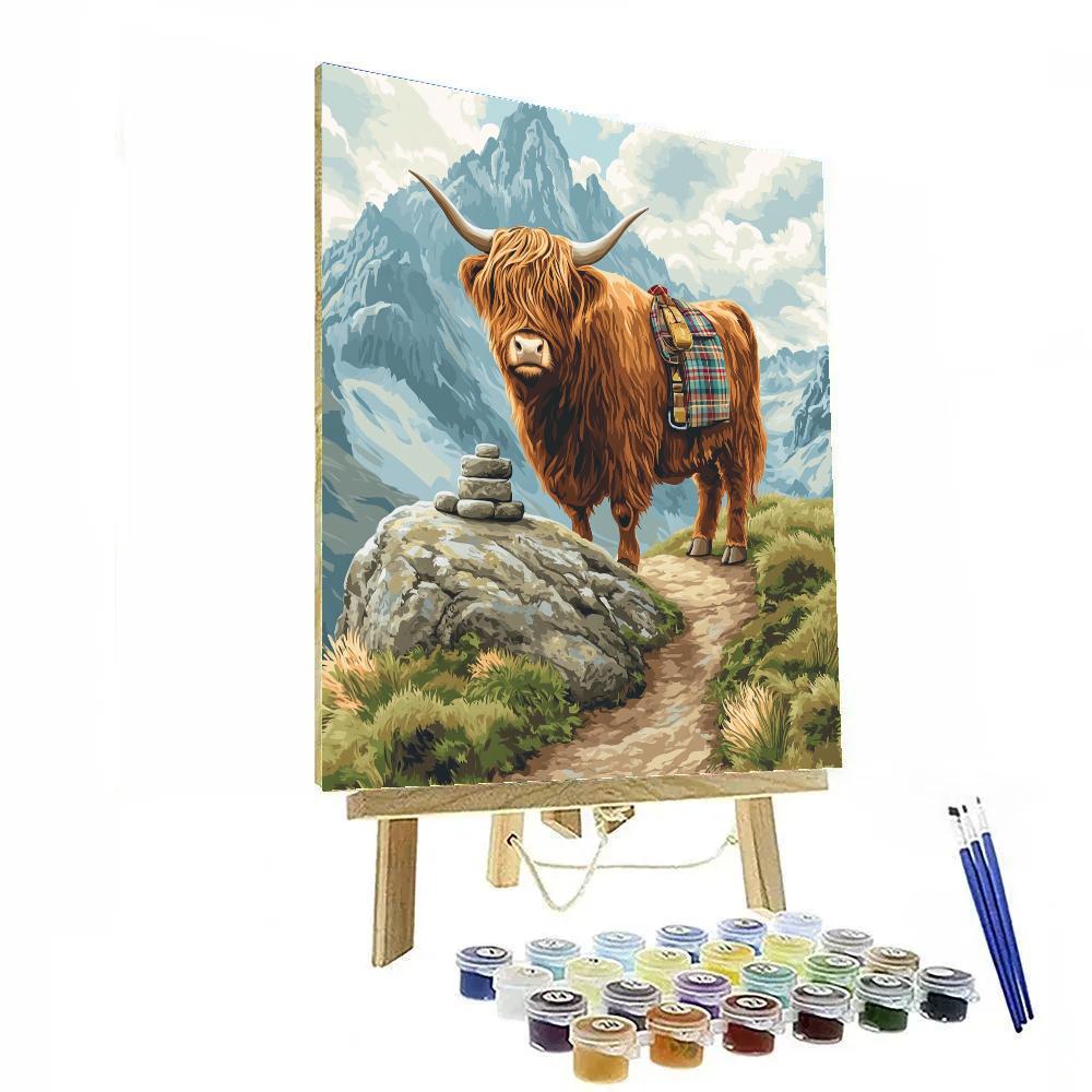 Mountain Pass Highland Cow Pathfinder Paint by numbers art