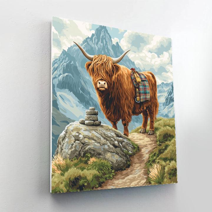 Mountain Pass Highland Cow Pathfinder Paint by numbers art