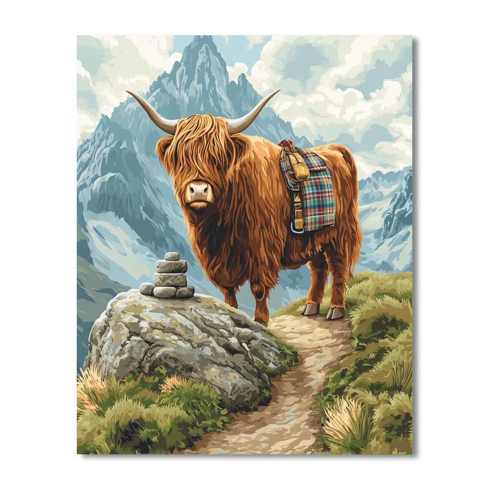 Mountain Pass Highland Cow Pathfinder Paint by numbers art
