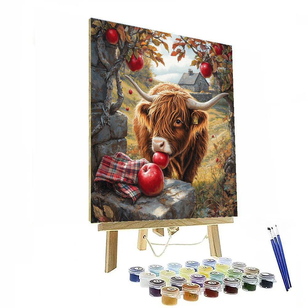 Highland Cow Orchard Apple Nudge Paint by numbers kits