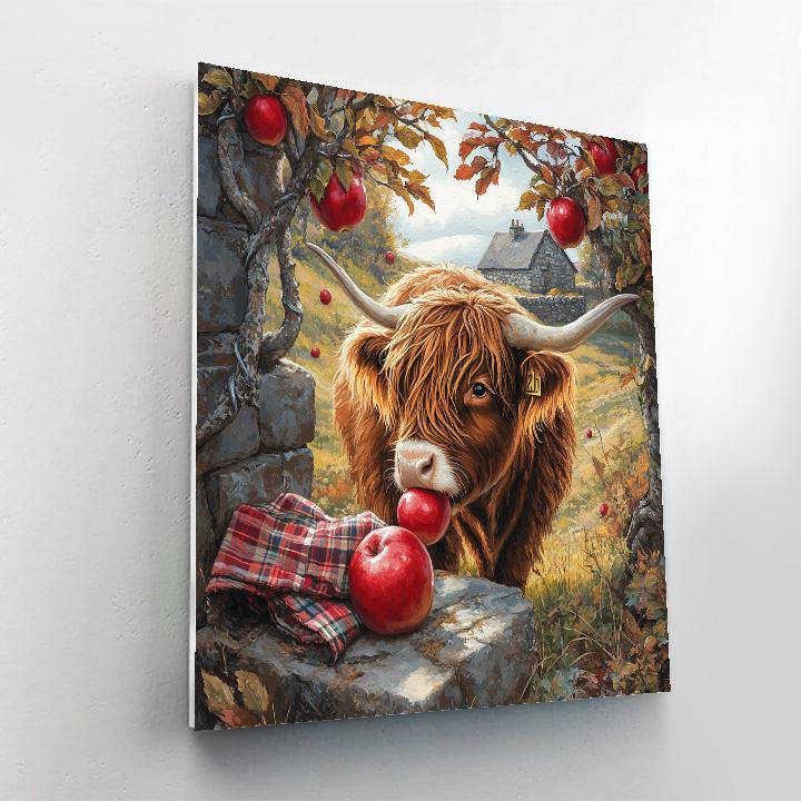Highland Cow Orchard Apple Nudge Paint by numbers kits