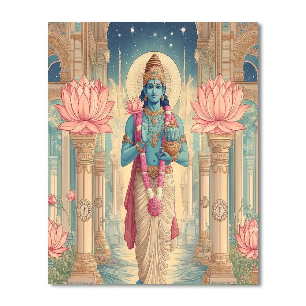 Vishnu In The Palace Of Lotus Clocks painting number kit