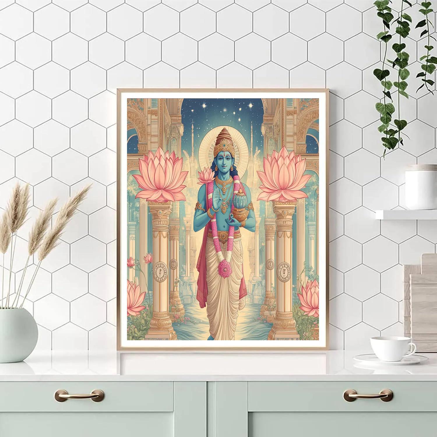 Vishnu In The Palace Of Lotus Clocks painting number kit