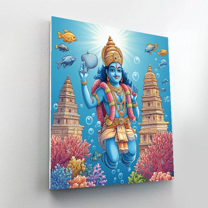Vishnu Protecting The Coral Temple Reef paint by numbers