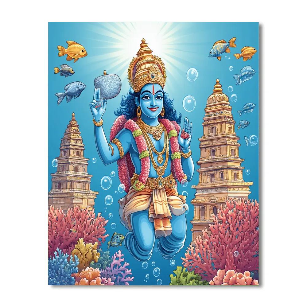 Vishnu Protecting The Coral Temple Reef paint by numbers