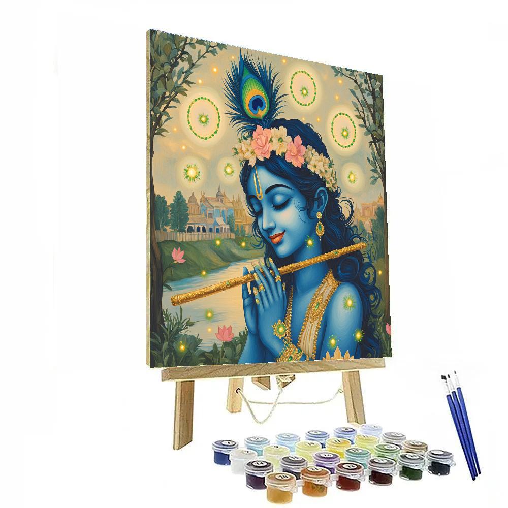 Krishna As The Flute Of Orbiting Fireflies Numbered painting kits