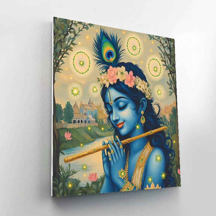 Krishna As The Flute Of Orbiting Fireflies Numbered painting kits