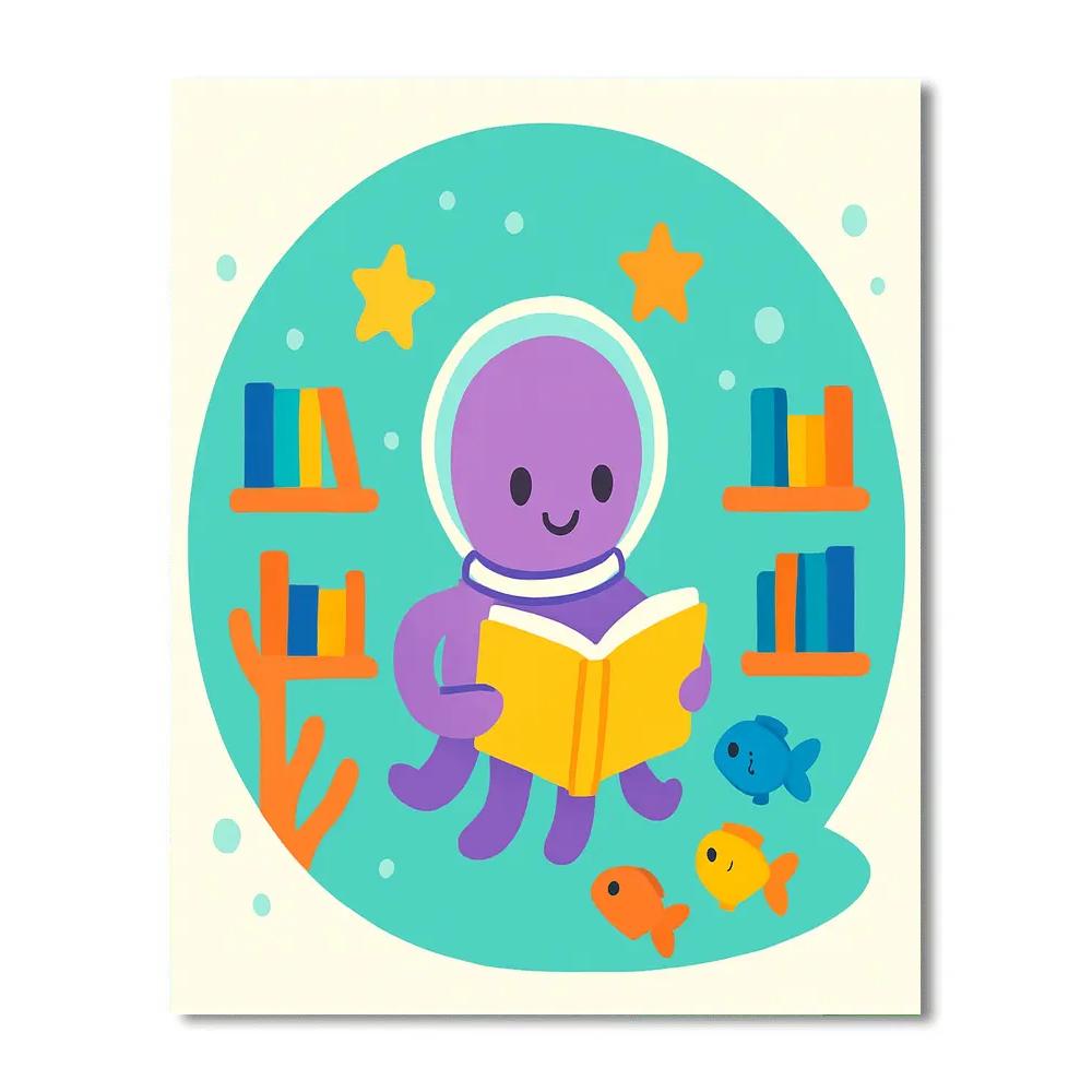 Astro Octopus Library Under The Sea paint by numbers