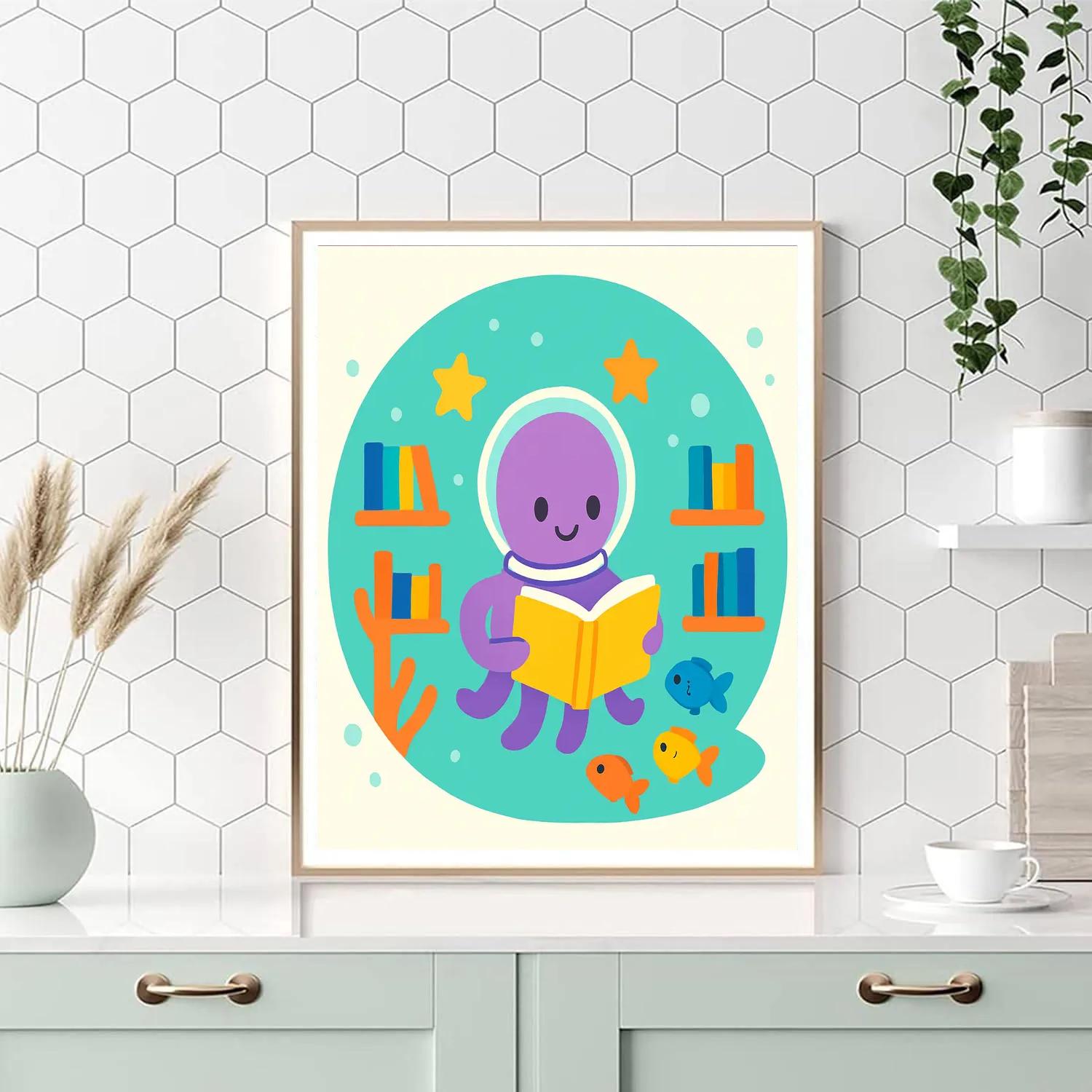 Astro Octopus Library Under The Sea paint by numbers