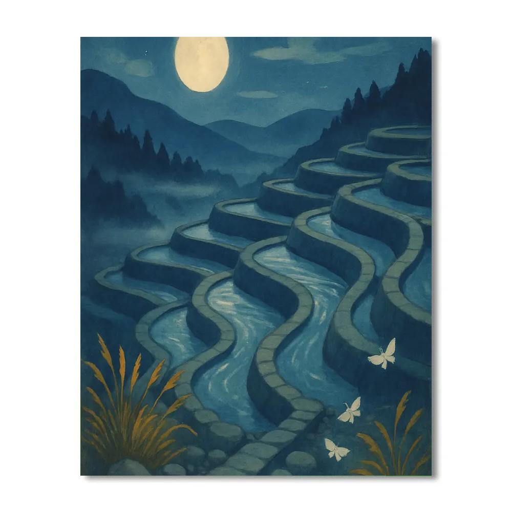 Moonlit Saffron Terrace Fields DIY paint by numbers
