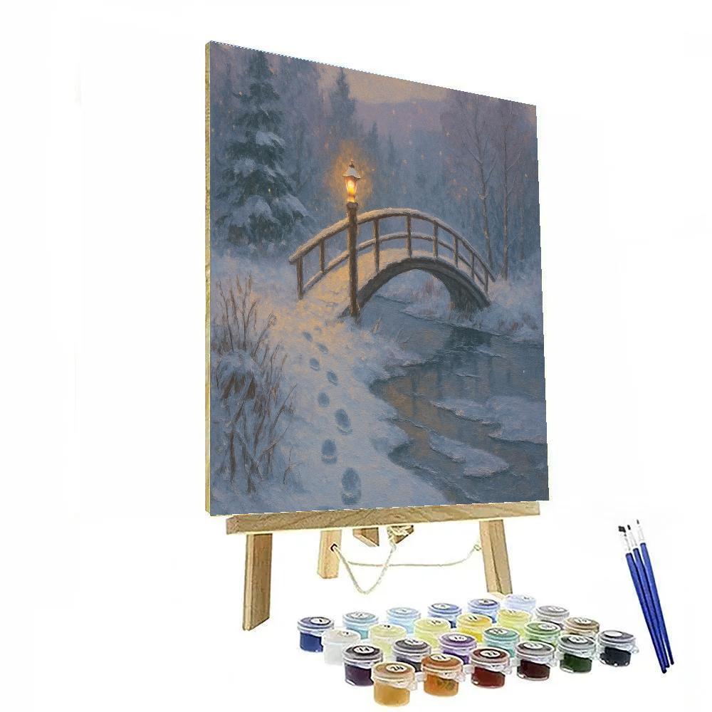 Lantern Bridge Over The Quiet Ice Run paint by color
