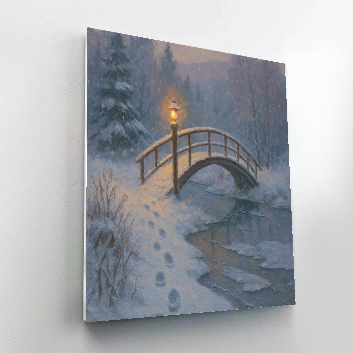 Lantern Bridge Over The Quiet Ice Run paint by color