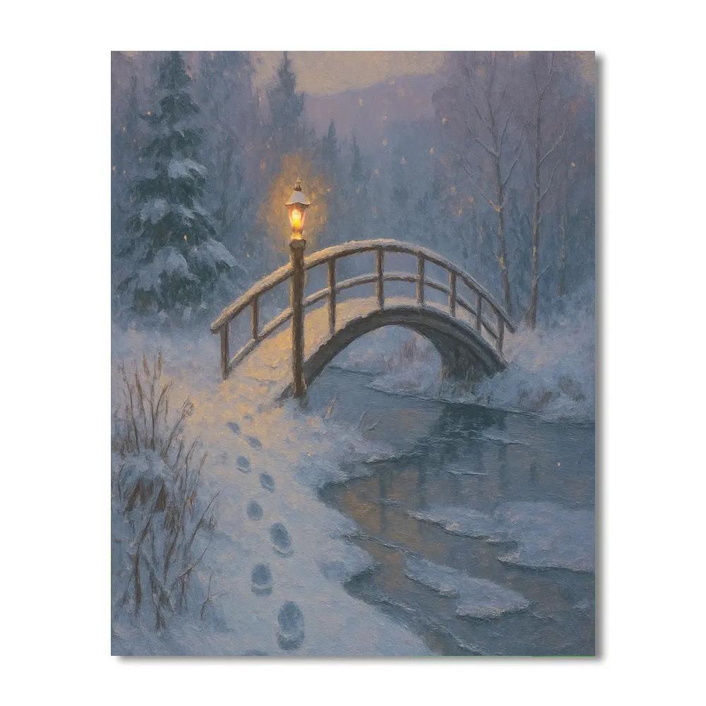 Lantern Bridge Over The Quiet Ice Run paint by color