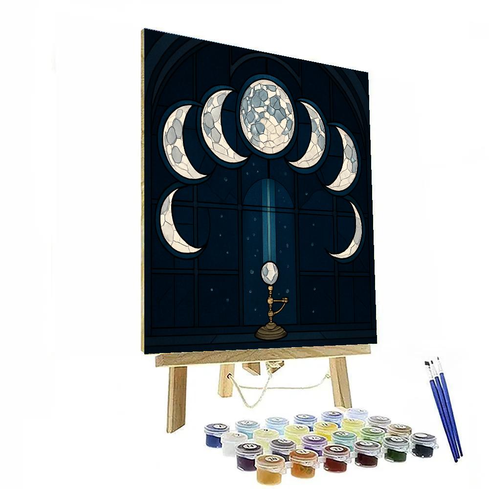 Cathedral Glass Moon Phases Tapestry paint by numbers
