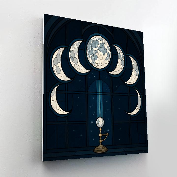 Cathedral Glass Moon Phases Tapestry paint by numbers