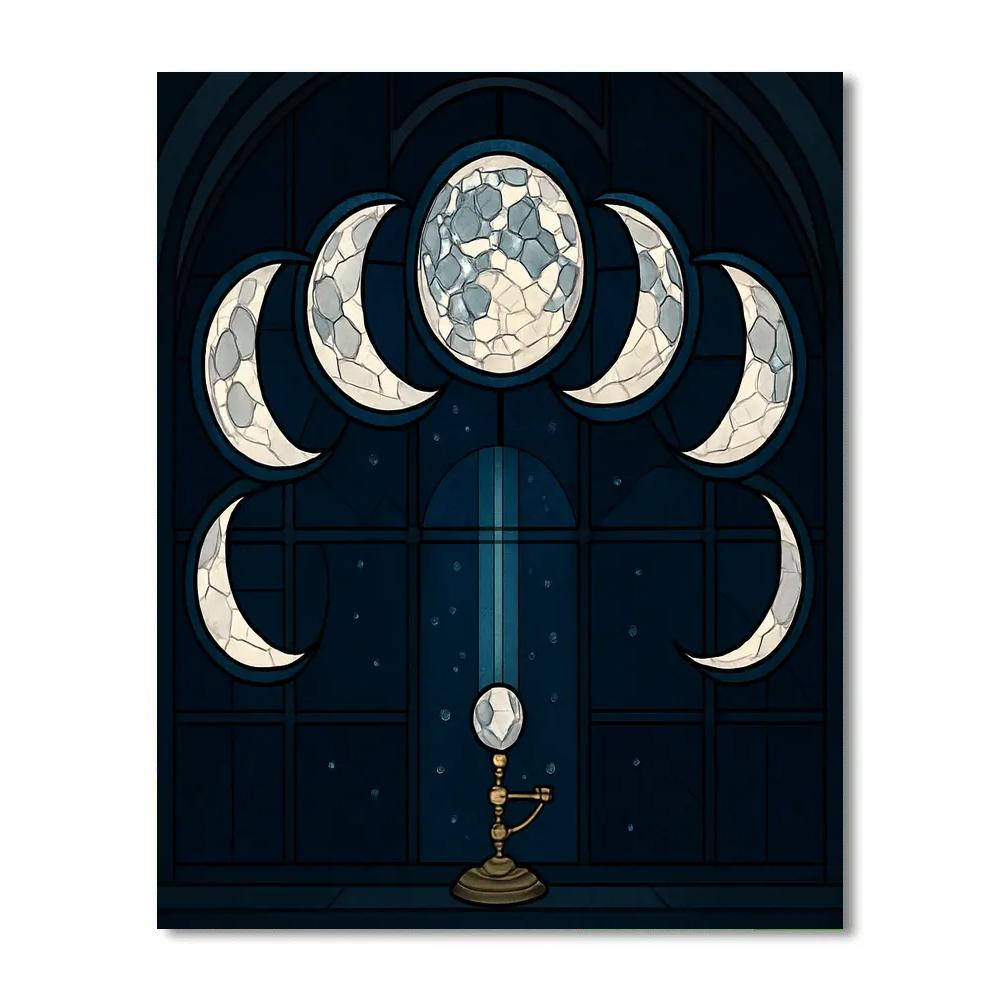 Cathedral Glass Moon Phases Tapestry paint by numbers