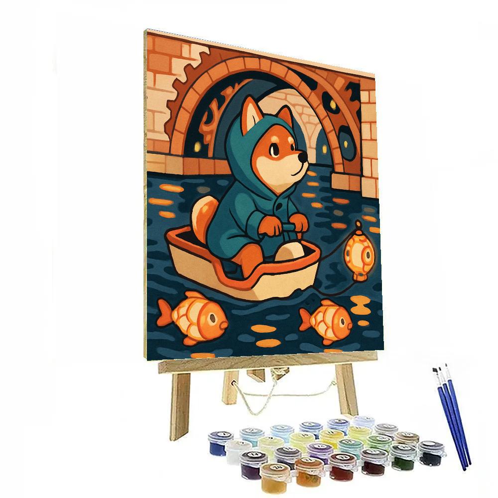 Dog In The Clockwork Canal Parade paint by color