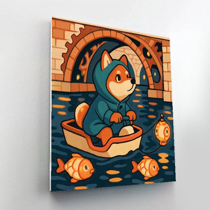 Dog In The Clockwork Canal Parade paint by color