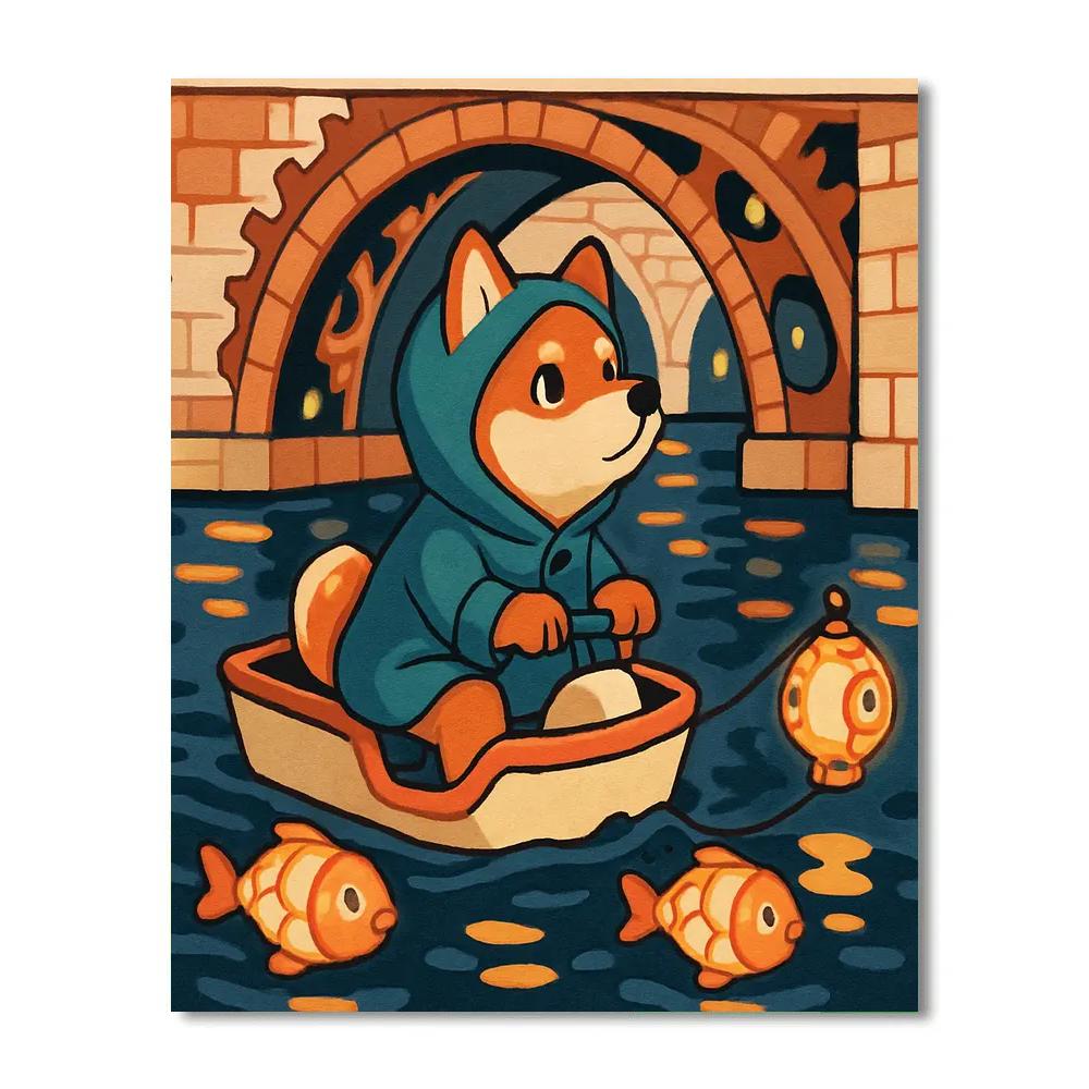 Dog In The Clockwork Canal Parade paint by color